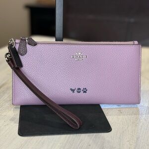 RARE Rexy, Skull, Bear Claw Coach Lilac Colorblock Leather Wristlet C1883-31262